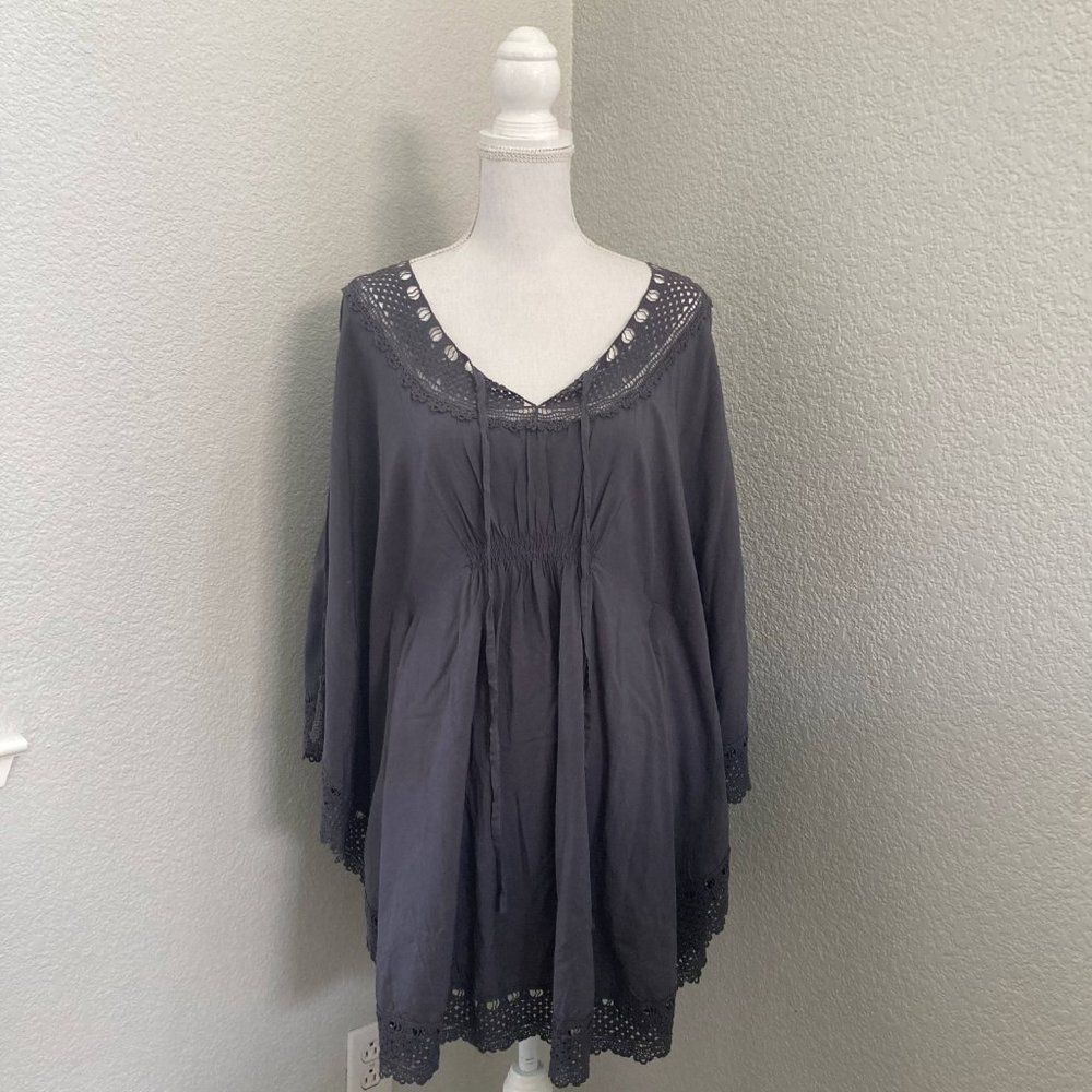 Monoreno Womens Dark Blue Gray Pullover Kaftan Dress Size Medium